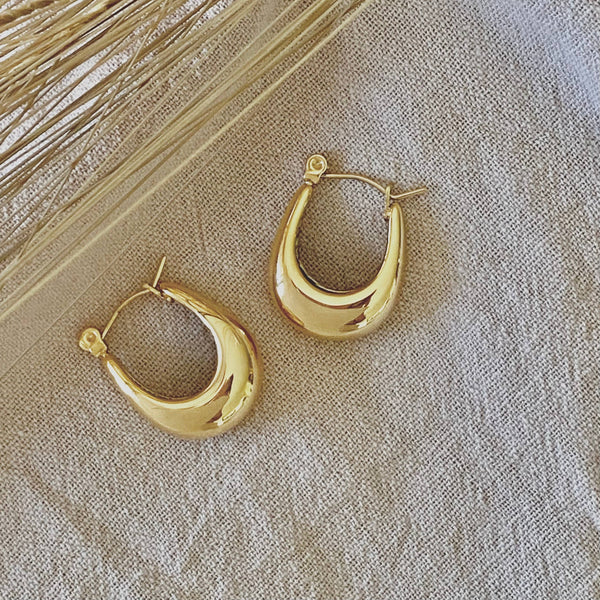 U Shaped Hoop Earrings 18k gold plated over SS waterproof