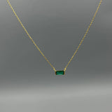 Gold Baguette Birthstone Necklace