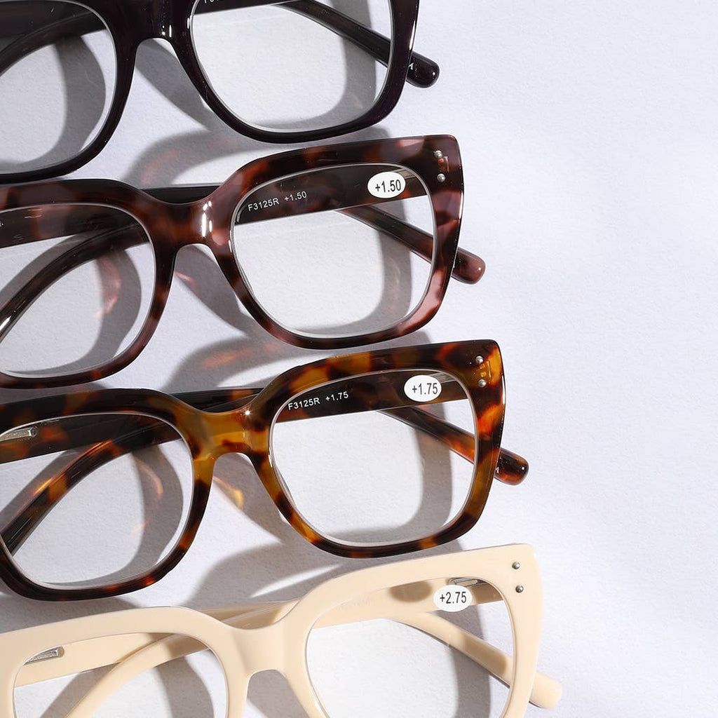 Wide Frame Glitter Side Fashion Reading Glasses