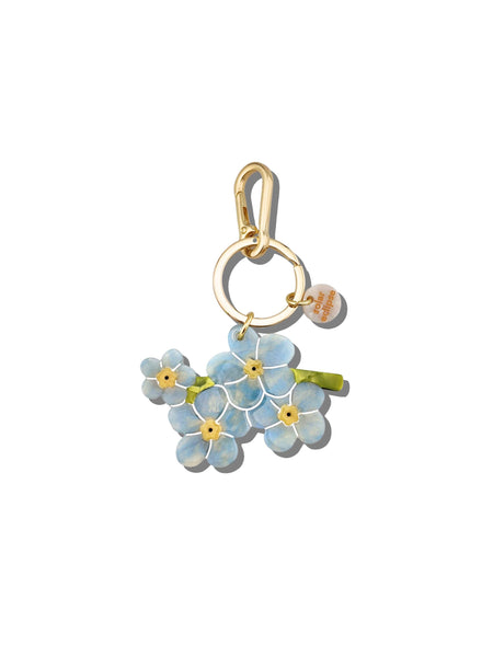 Hand-painted Forget-Me-Not Bag Charm + Keychain | Eco-Friendly