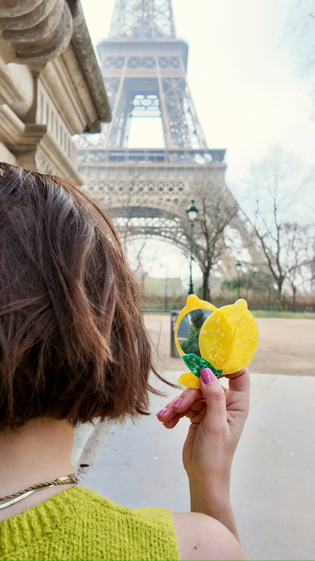 Hand-painted Lemon Compact Mirror