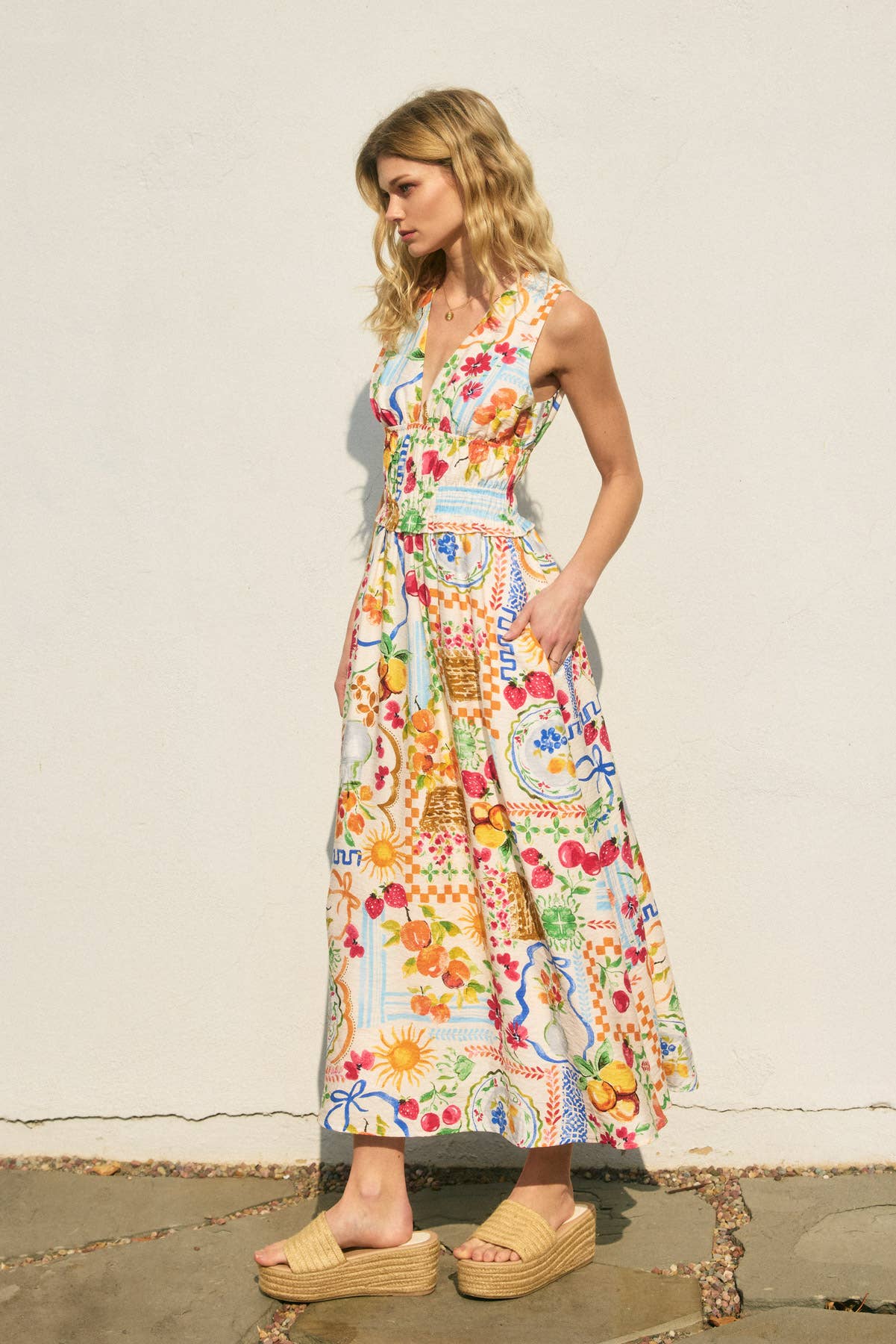 Sweetest Thing Poplin Shirred Waist Midi Dress