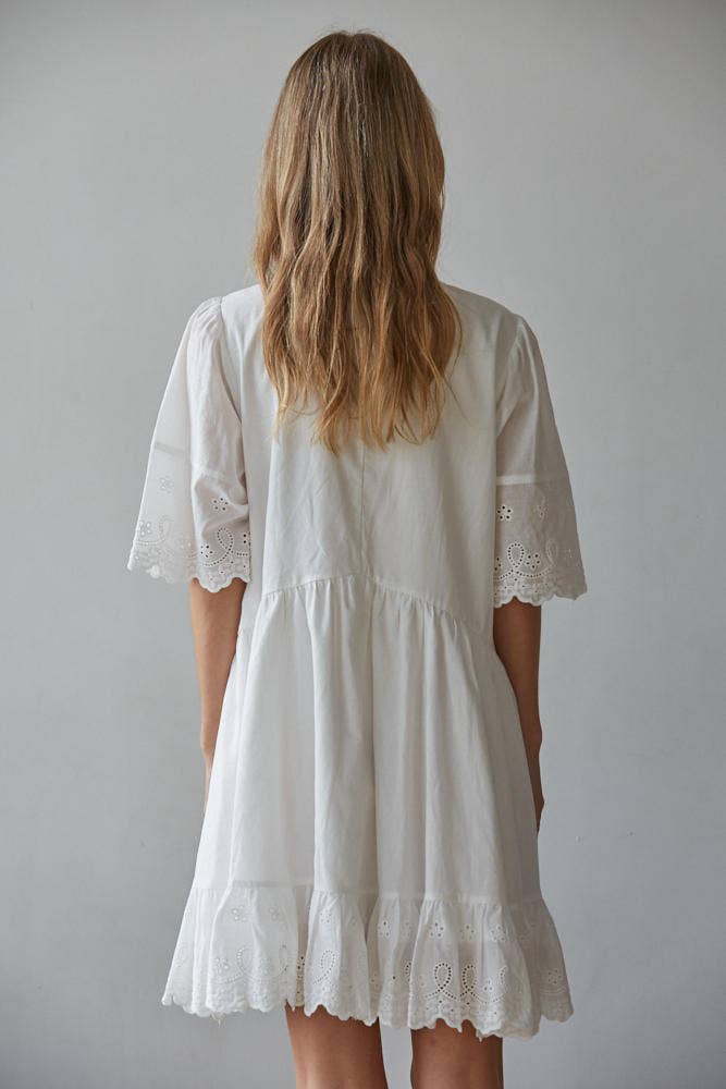 Woven Cotton Eyelet with Embroidery Detailed Mini