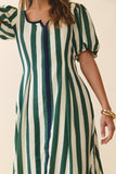 Bold Vertical Stripes Square Neck Midi Dress