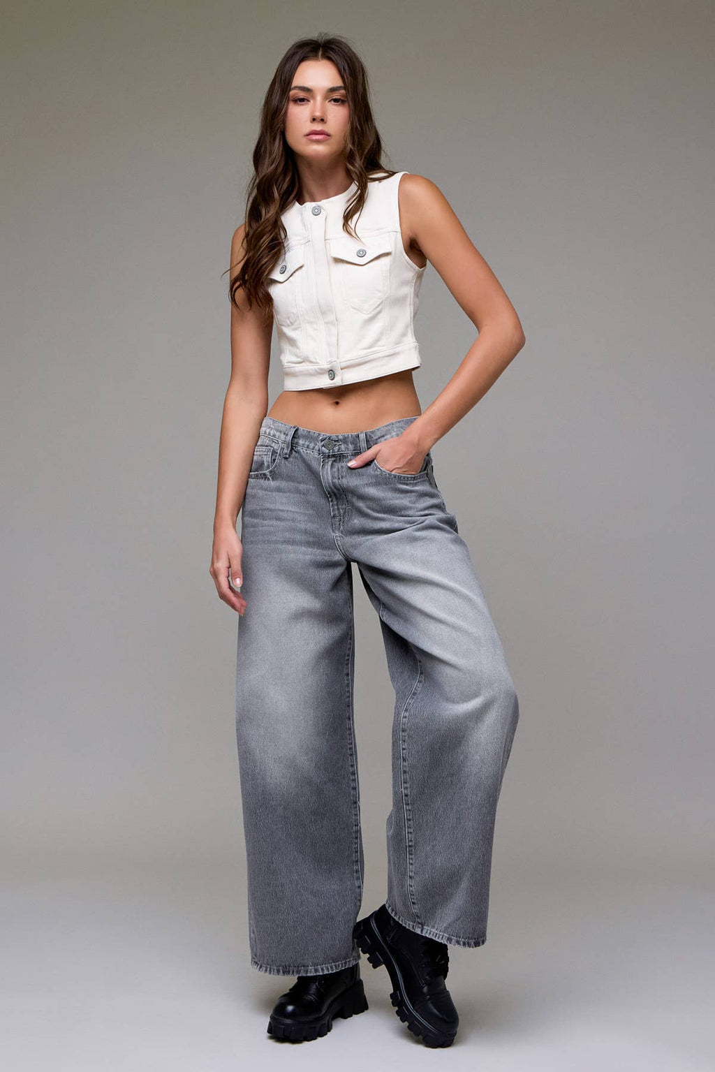 Gray Washed Clean Classic Oversized Baggy Jean