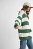 Oversized Striped Green & Lavender Sweater