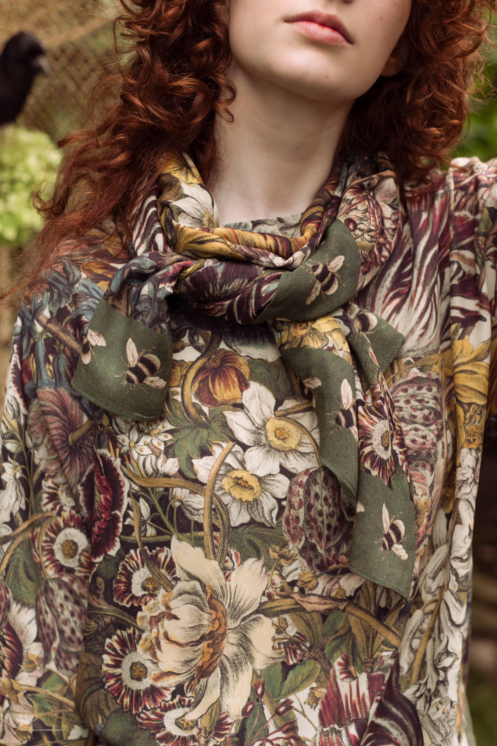 Love Grows Wild Floral Scarf with Bees