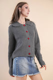 12W3445N-Heart Button Down Knit Sweater Cardigan