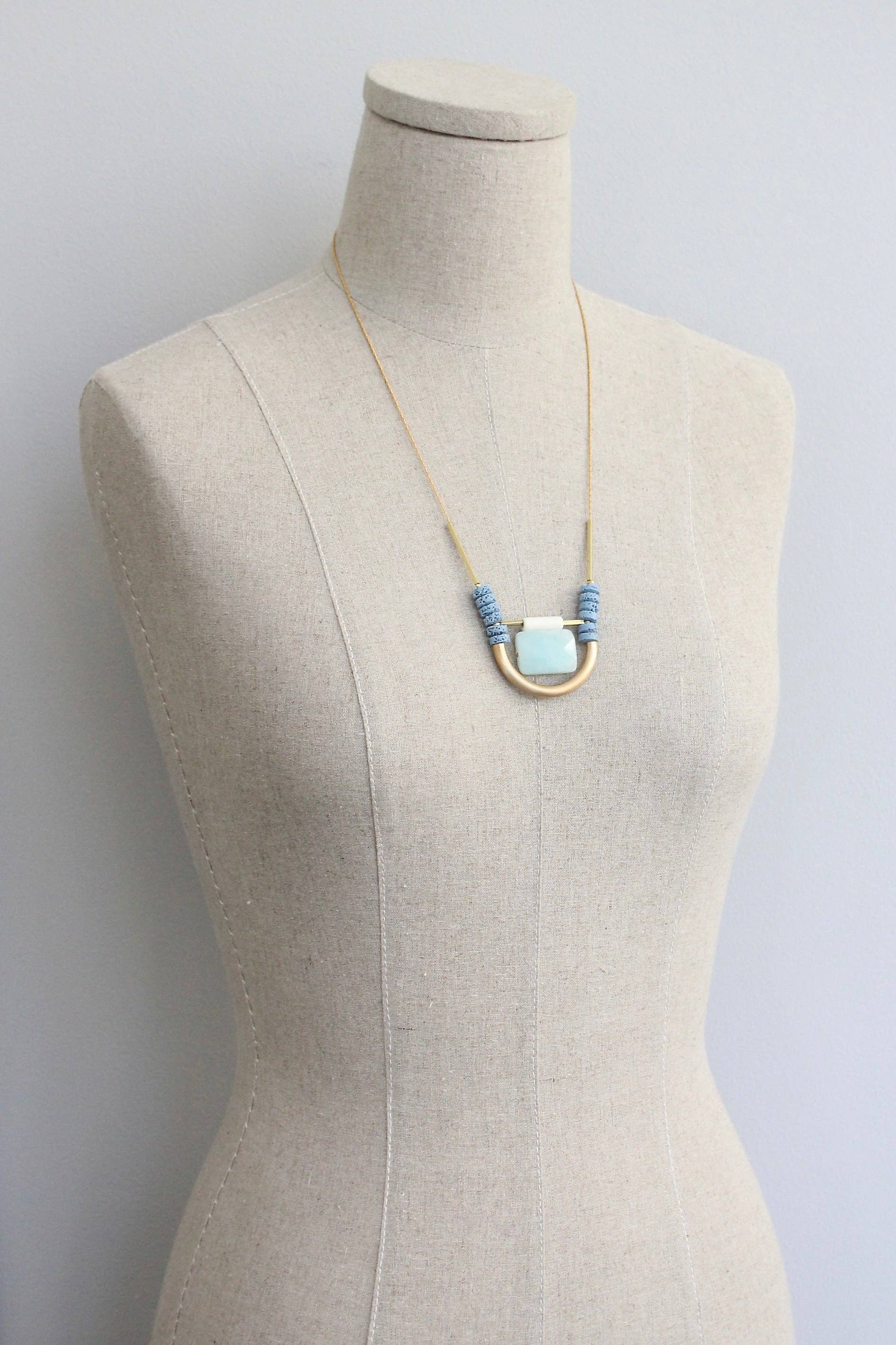 Amazonite & Lava Bead Necklace