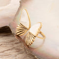 White Mother of Pearl Golden Butterfly Statement Ring