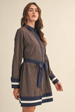 STRIPED BUTTON DOWN BELTED MINI DRESS MDR4225