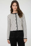SCALLOP TRIM BUTTON DOWN X PATTERN KNIT CARDIGAN
