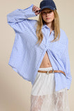 Open-Pack Oversized Gingham Button Down Shirt