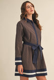 STRIPED BUTTON DOWN BELTED MINI DRESS MDR4225