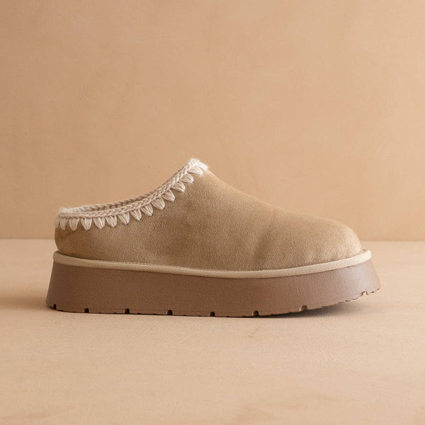The Brandi | Almond Platform Cozy Mule Slipper