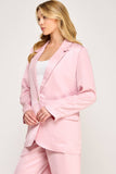 OVERSIZE SATIN BLAZER-BUBBLE PINK