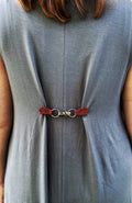 Gunmetal Buckle & Red Leather Cinch Clip for Clothes