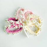 Pink Textured Seamless Pearl Hair Ties (Set of 6)