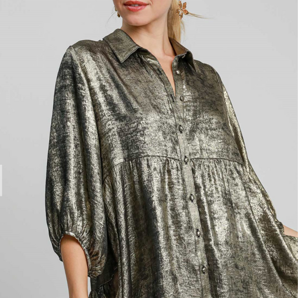 Metallic Navy Tunic Top