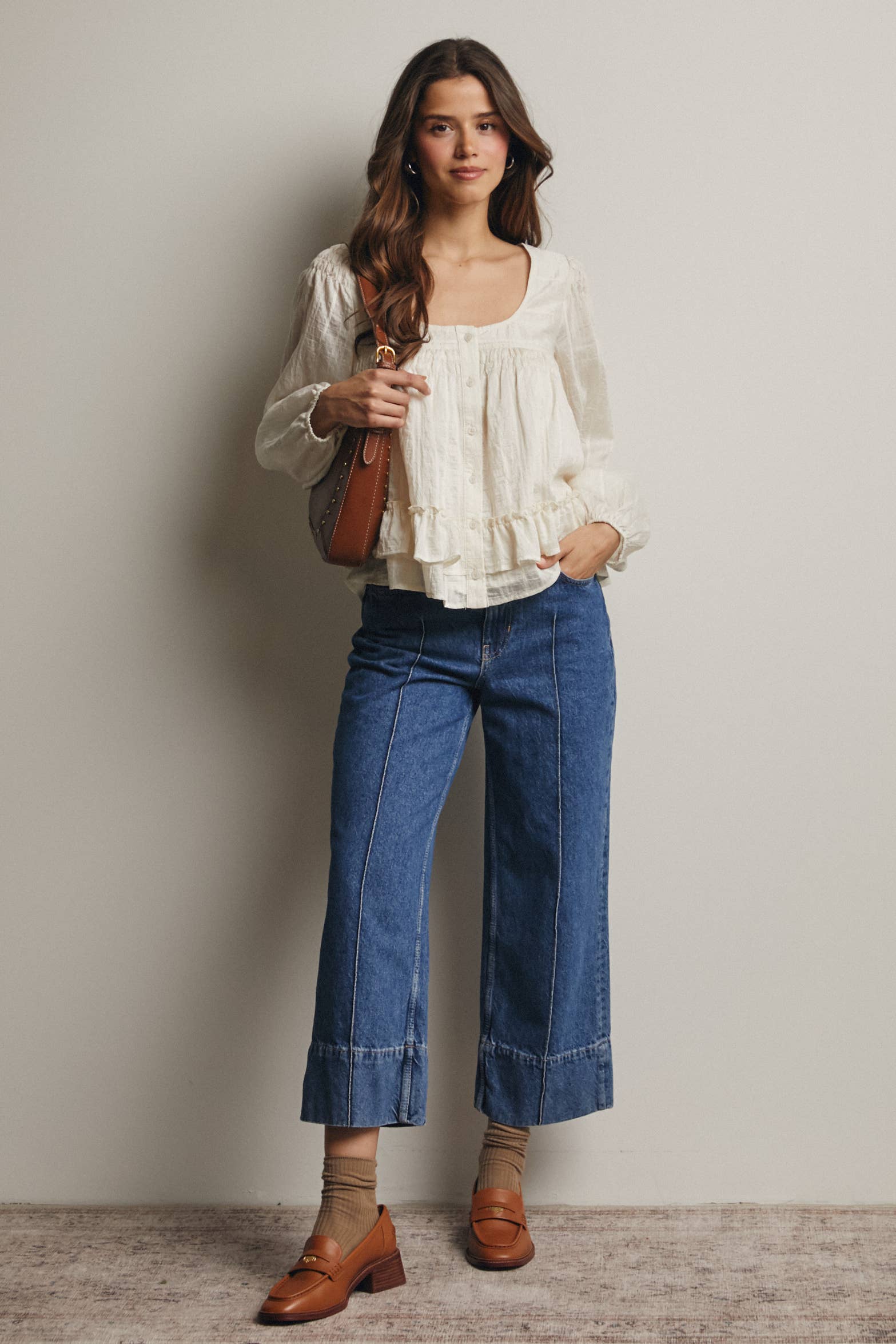 Rebecca Ruffle Hem Peasant Blouse