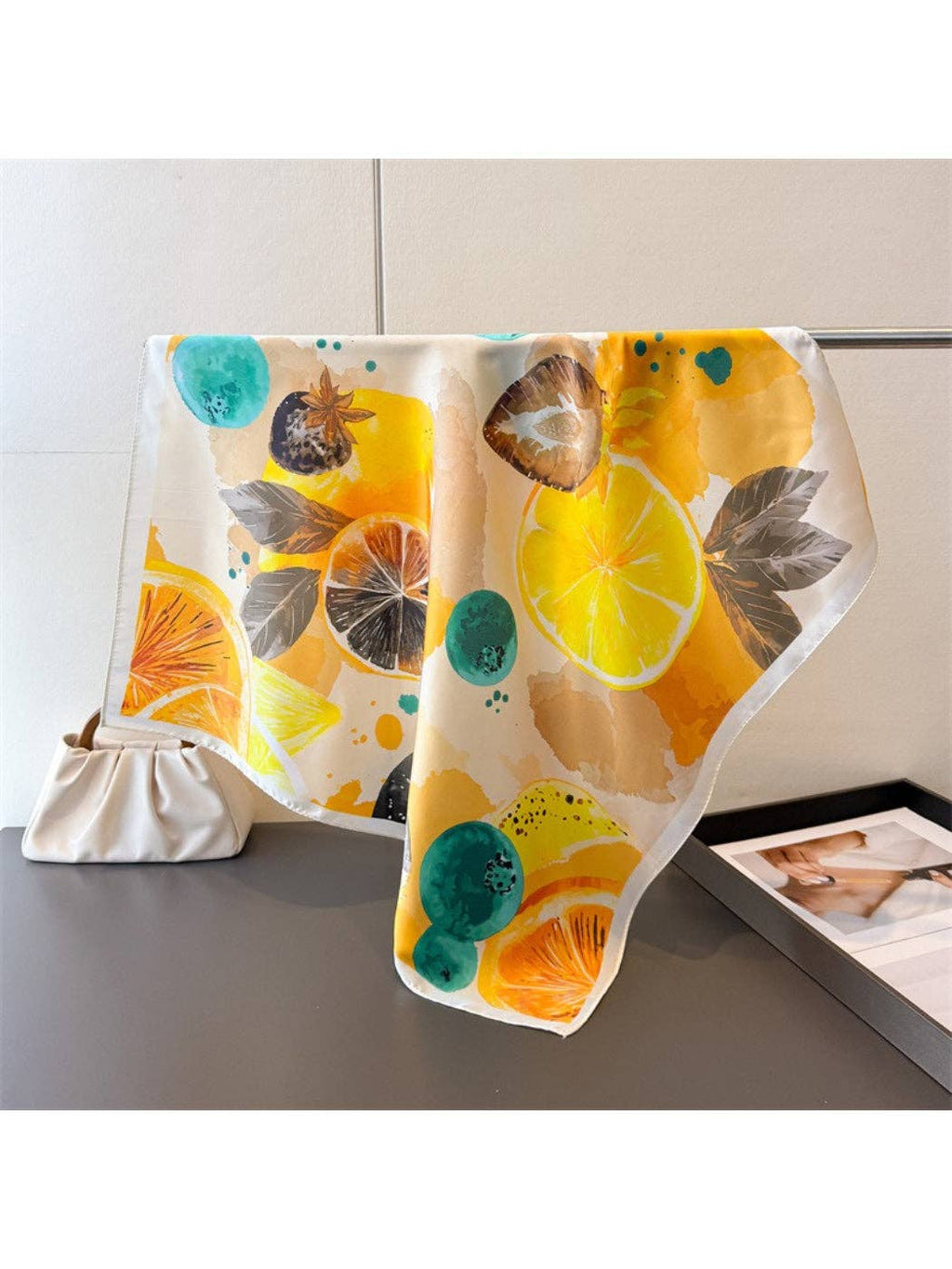 Scarvii - Citrus Fruit Print Square Scarf