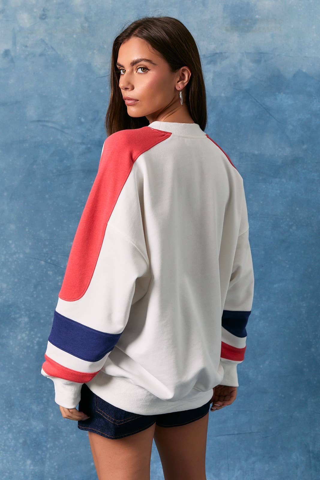 USA COLOR BLOCK OVERSIZED SWEATSHIRT