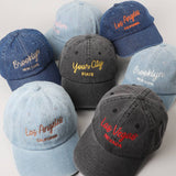 Custom Denim Embroidered Hat – Your City & State Design