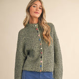 Striped Sweater Cardigan with colorful buttons