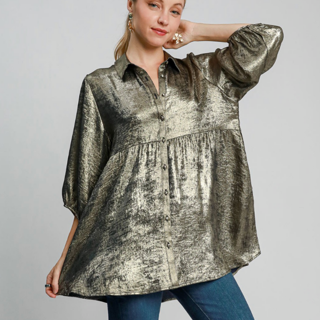 Metallic Navy Tunic Top