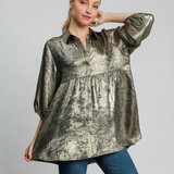 Metallic Navy Tunic Top