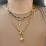 Gold Silver snake chain necklace two double tone ombre 