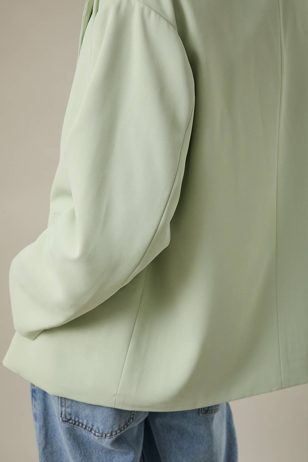 Sage Oversized Blazer with Gingham Lining