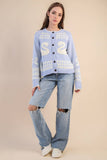 12W3463N-Oversized Graphic Casual Knit Sweater Cardigan