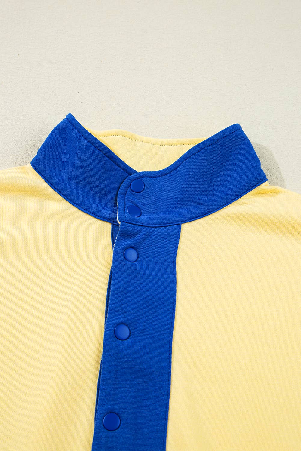 Color Block Patchwork Half Button Pullover