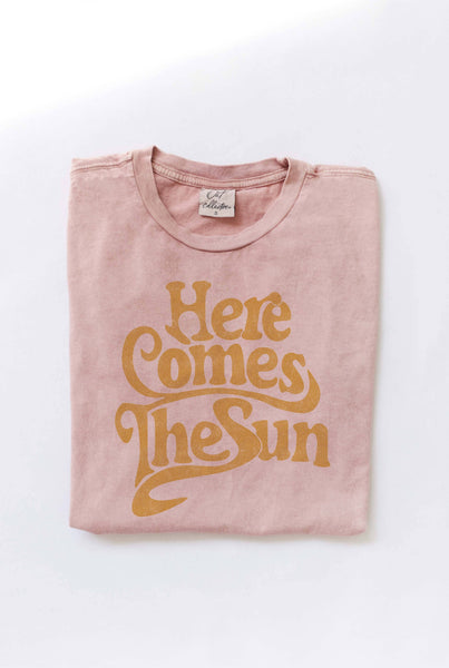 Here Comes the Sun Mineral Washed Graphic Top