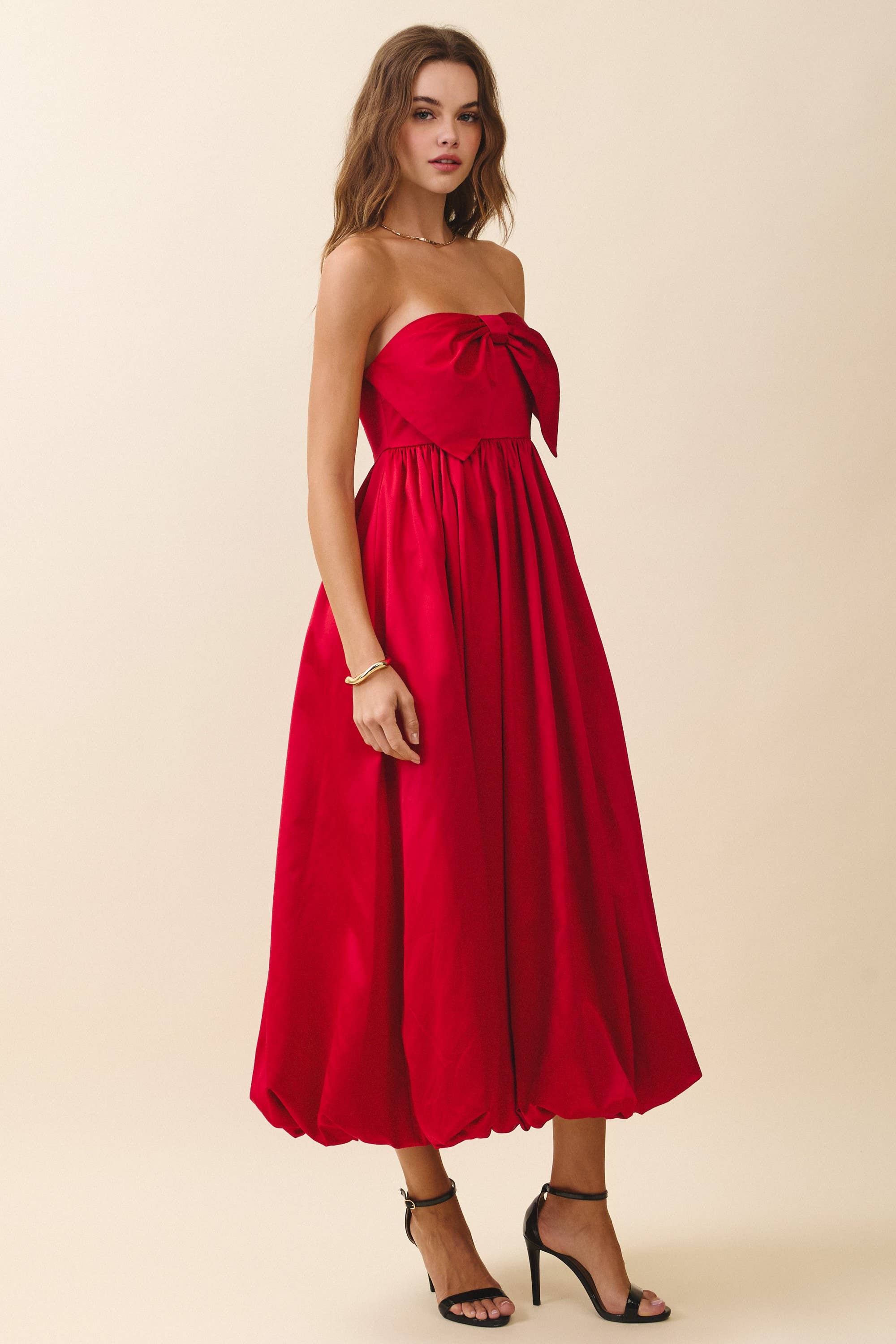 Strapless Oversized Bow Detail Dress