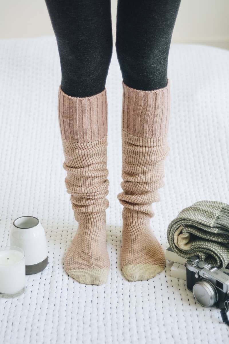 Warm & Soft Open Work Knit Lounge Socks