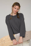 CREW NECK RIBBED LONG SLEEVE KNIT TOP (PRE-ORDER)