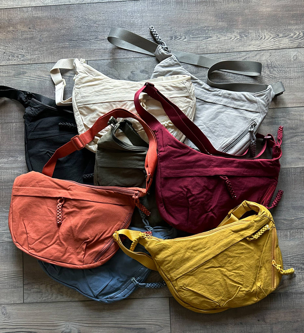 Large Nylon Crescent 3 Zipper Bag