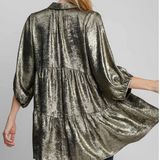 Metallic Navy Tunic Top