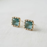 Blue Cubic Zirconia Geometric Stud Earrings