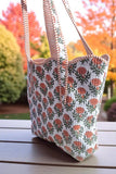 Clancy Orange Floral Scalloped Tote Bag