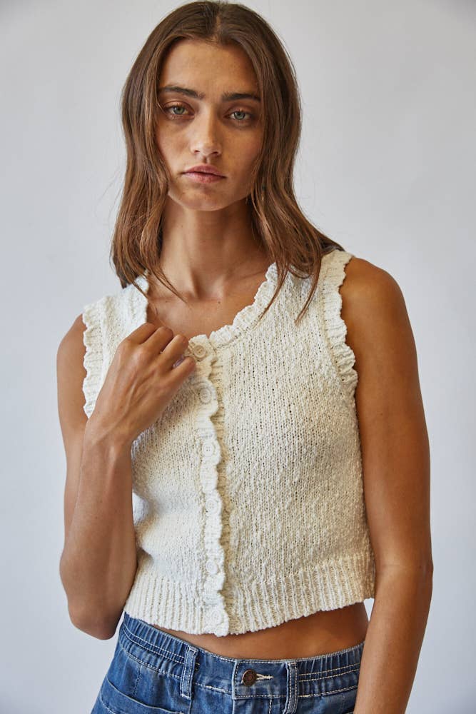 Snuggly Cotton Button Knit Vest