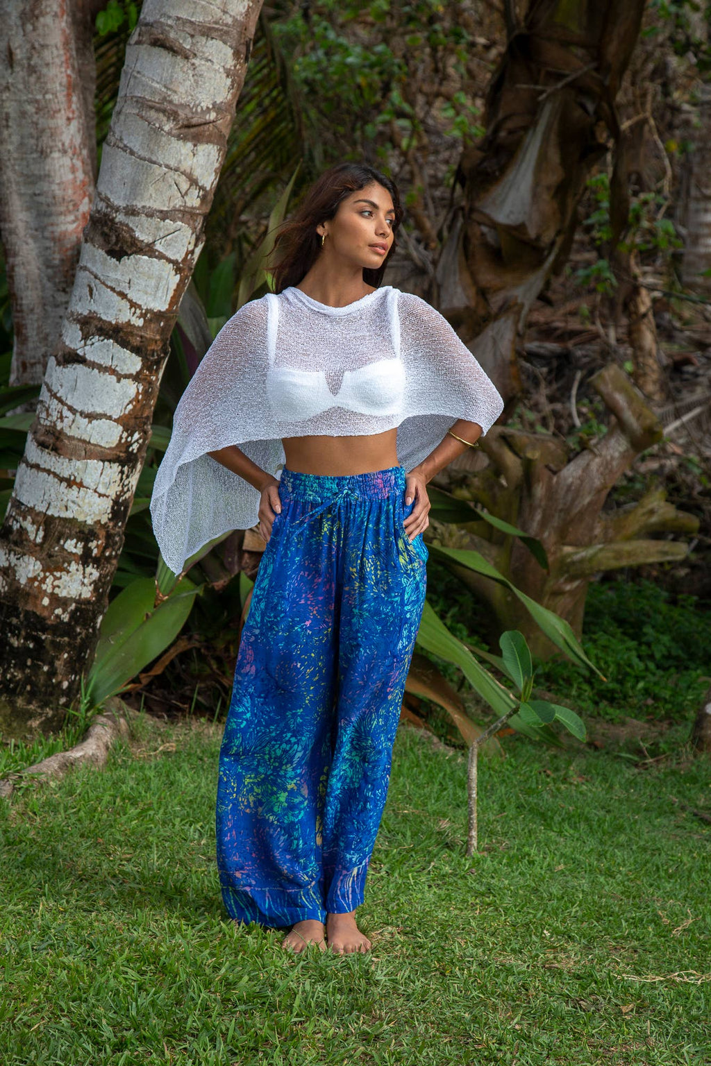 Summer Sheer Shrug Knit Poncho Shawl- Boho Beach Cover Up fo