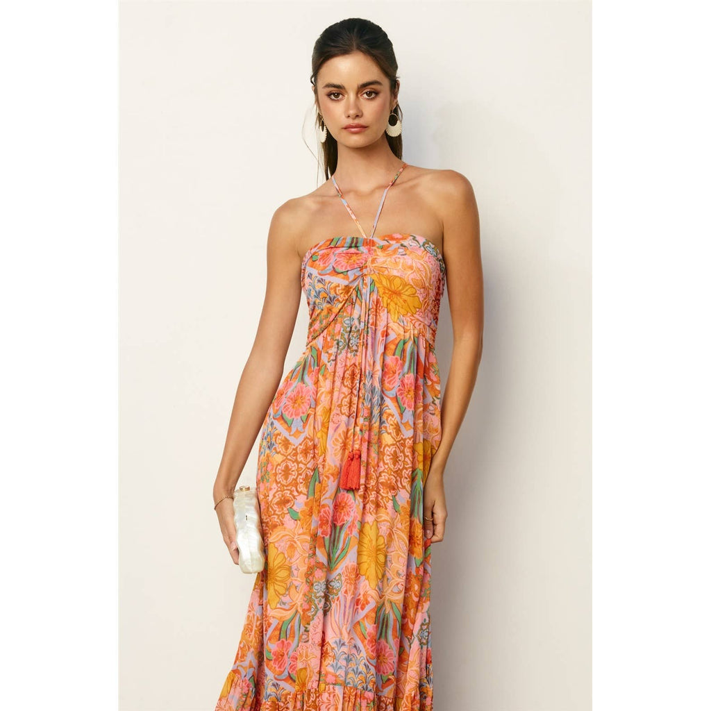 Dayna Ruched Babydoll Maxi Dress