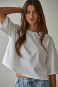 Crew Neck Drop Shoulder Short Sleeve Top