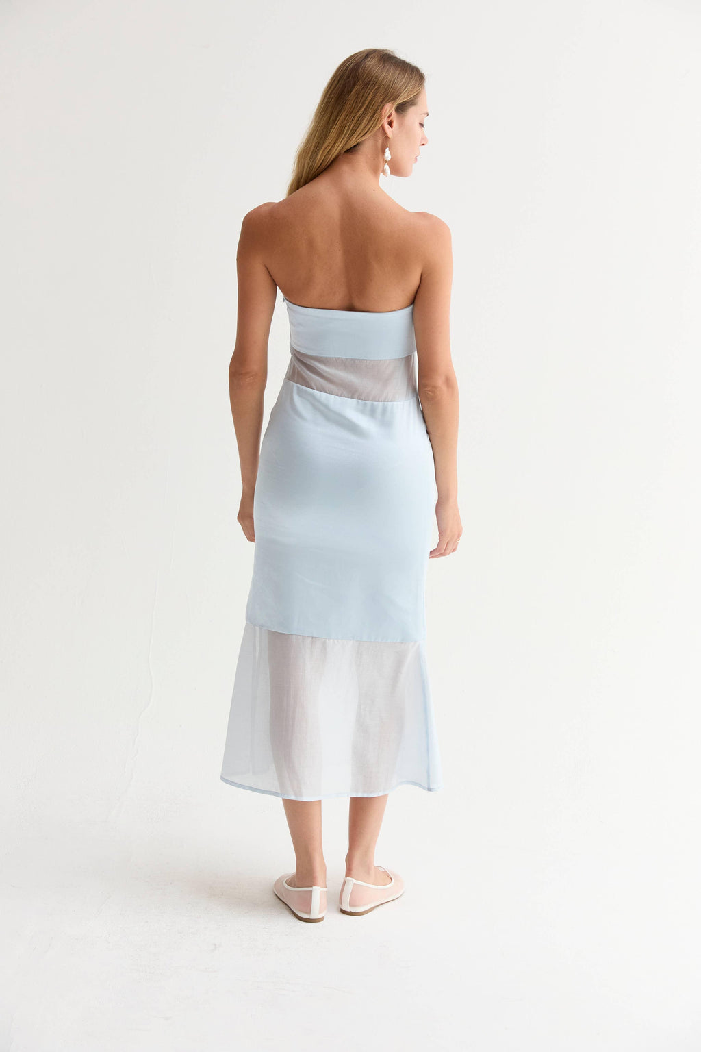 Corrine Satin Mixed Media Tube Dress