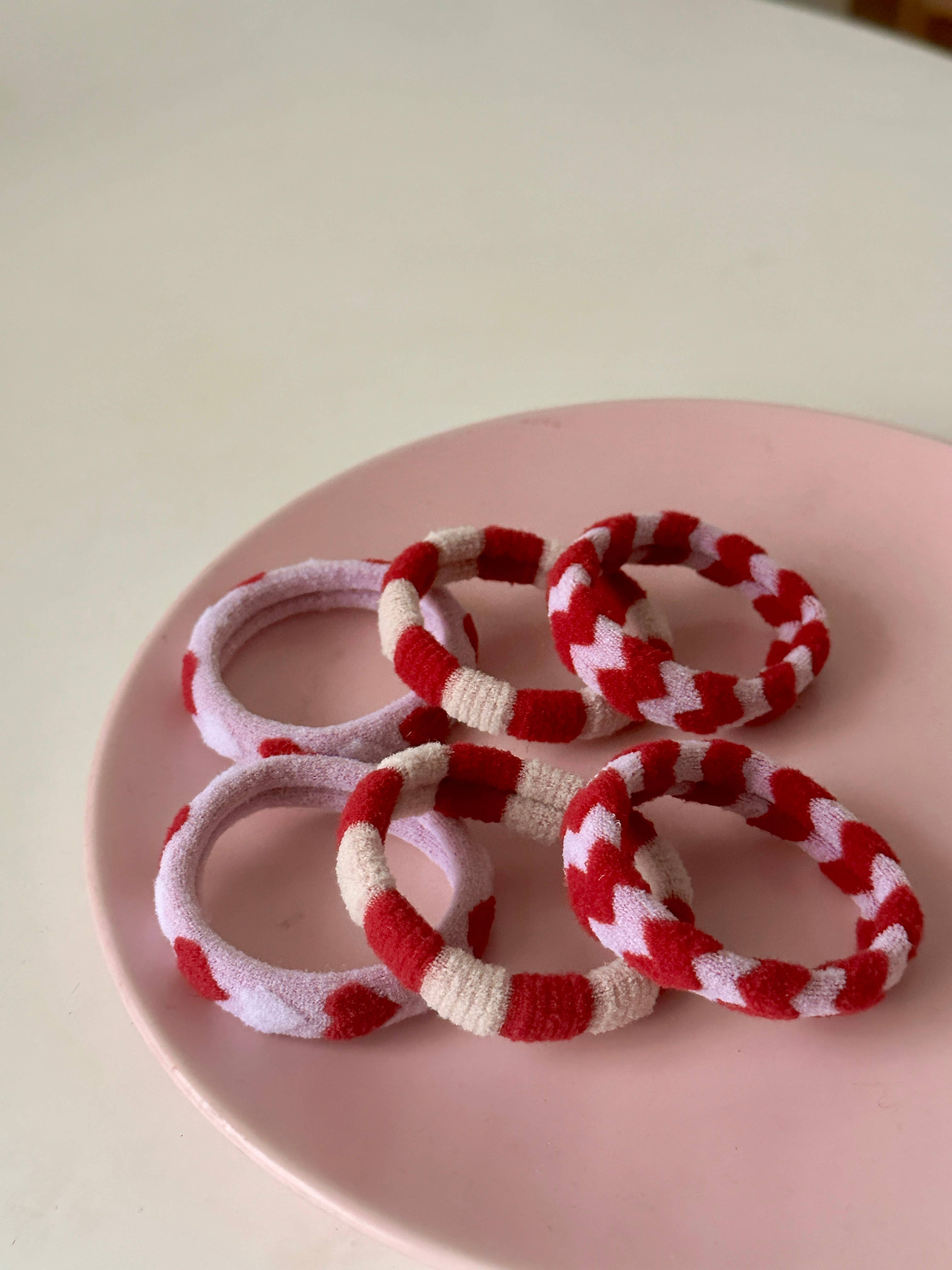 Valentine's Day Seamless Hair Ties (Set of 6)