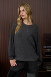 CREW NECK BUTTON DETAIL LONG SLEEVE KNIT TOP
