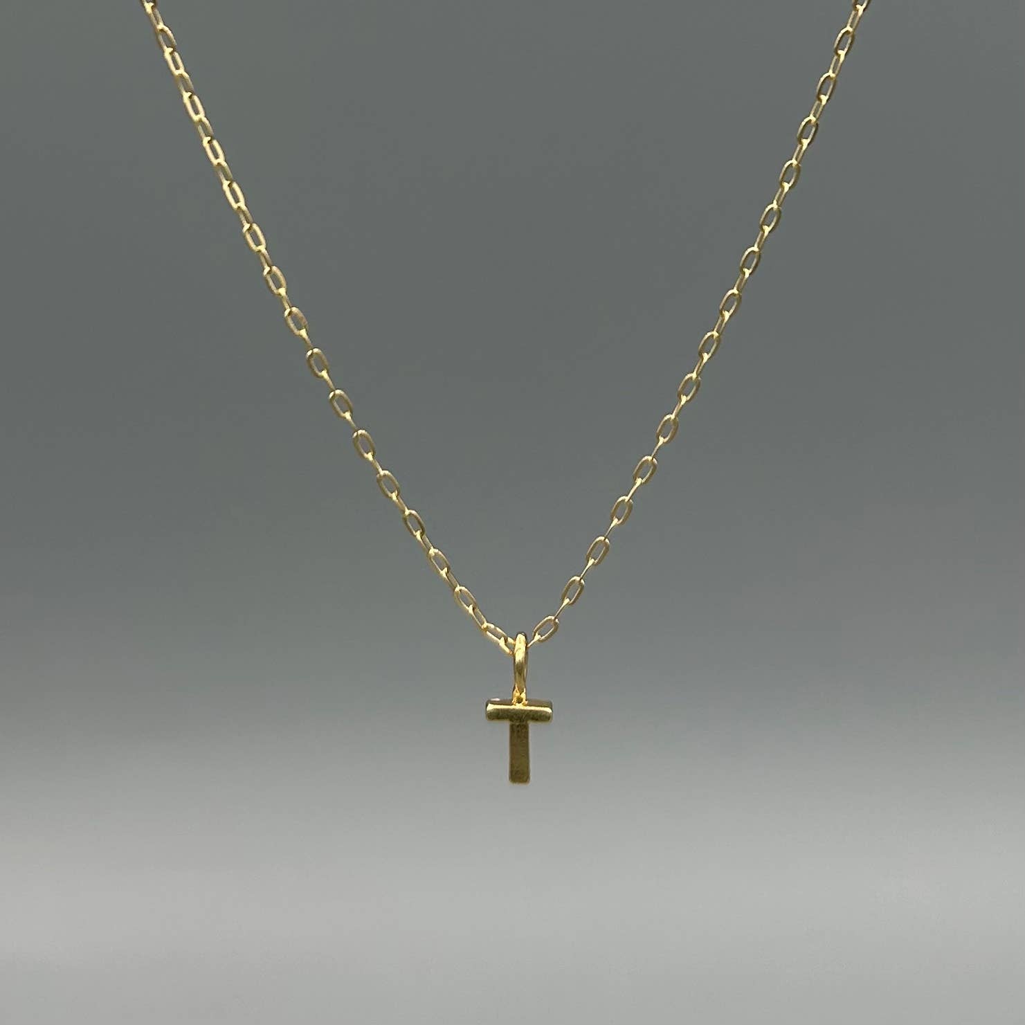 Gold Block Letter Necklace